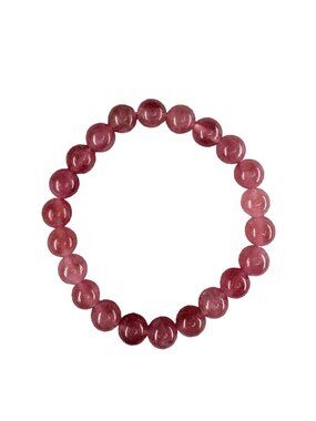 8mm Natural Pink Strawberry Quartz Bead Bracelet Genuine Crystal Custom Size